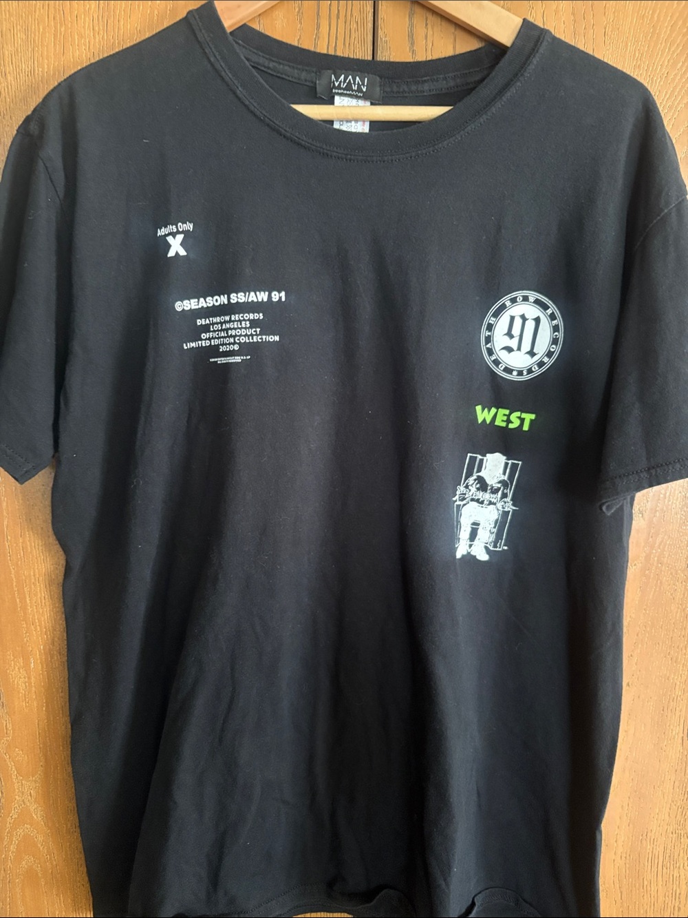 MAN Black Graphic Tee with White & Neon Green Details